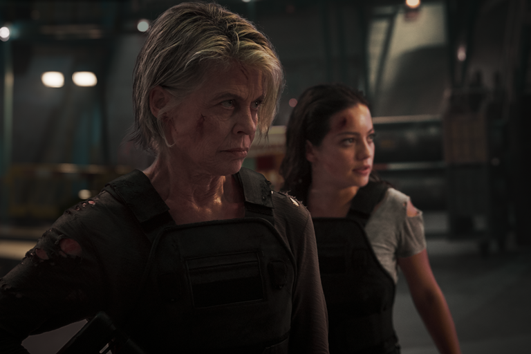 Linda Hamilton, left, and Natalia Reyes star in Skydance Productions and Paramount Pictures' "TERMINATOR: DARK FATE."