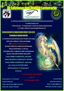 a XI Edizione del Trofeo Letterario Fantasy La Centuria, La Zona Morta e Associazione A' Campanassa di Savona 2018-2019