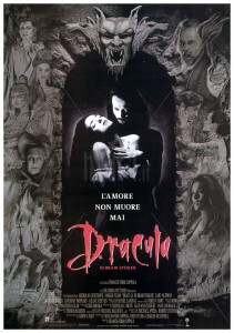 Locandina del celebre film di Francis Ford Coppola “Dracula, di Bram Stoker” in cui Elisabeta, la moglie di Vlad III Tepeşs si getta dalle mura del castello di Ppenari credendo che il Voivoda fosse morto. In realtà ella si suicidò per non essere catturata e seviziata dai Turchi che assediavano la fortezza. Tra “vampiri” e suicidi, da quelle parti sono alte le probabilità di “strani incontri ravvicinati”!